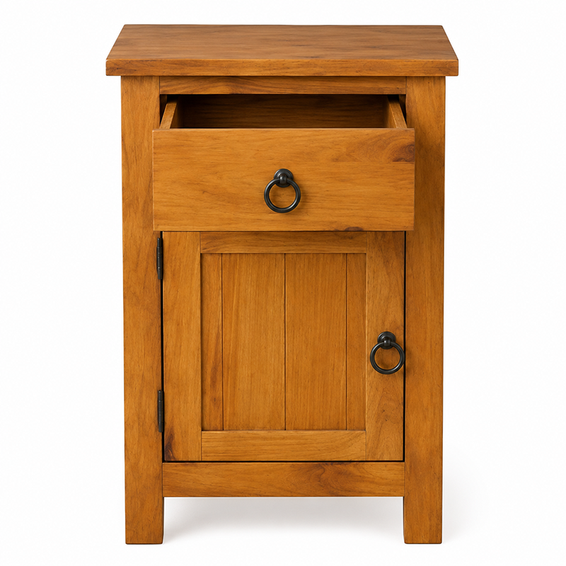 Tina Bedside Table 1 Door 1 Drawer (Warm Honey)