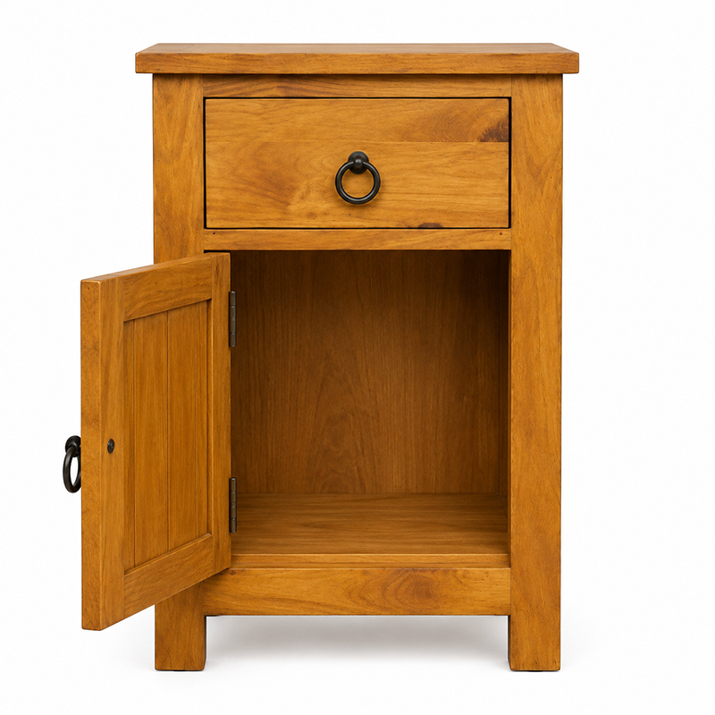 Tina Bedside Table 1 Door 1 Drawer (Warm Honey)