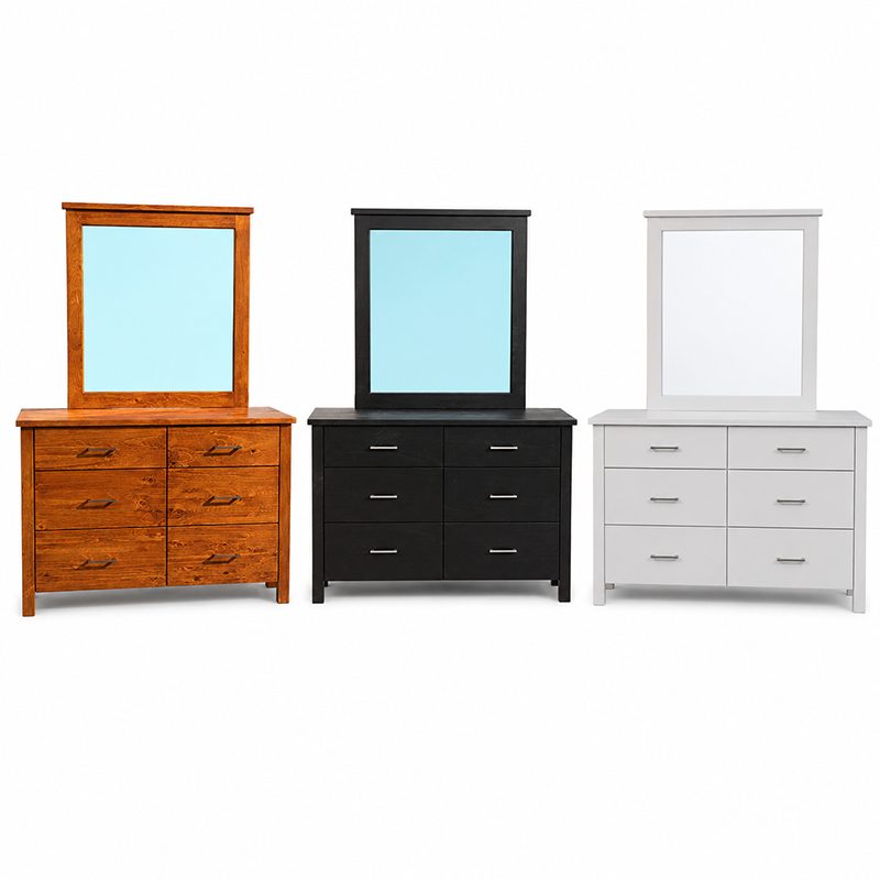 Tina 6 Drawer Dressing Table / Lowboy & Mirror