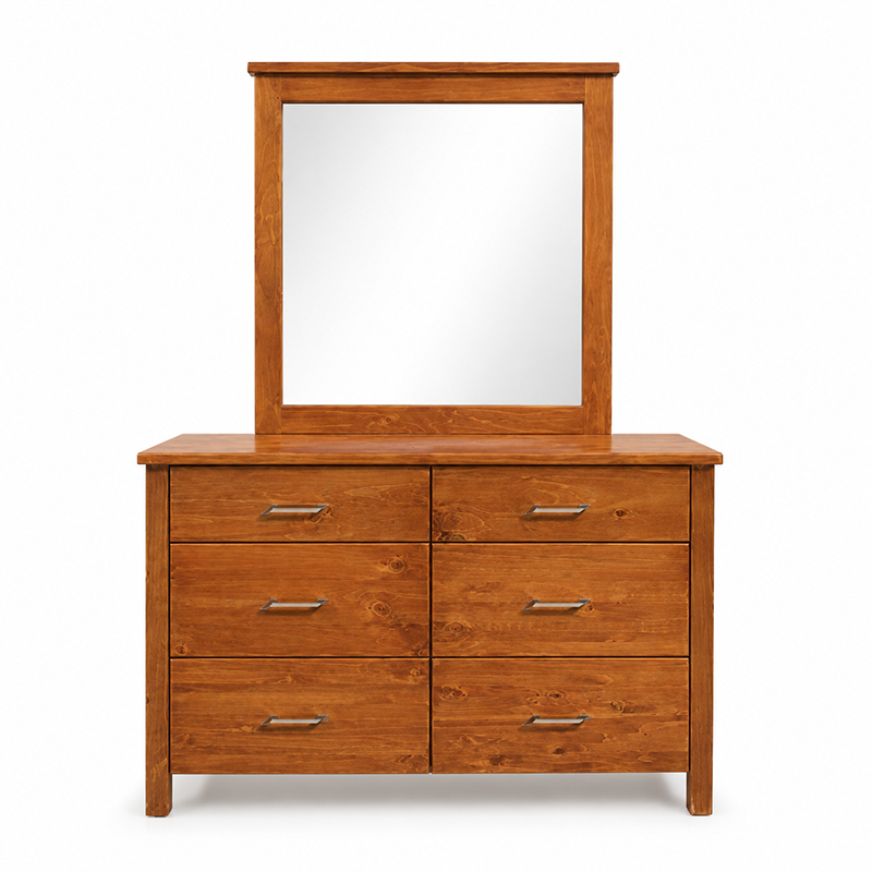 Tina 6 Drawer Dresser & Mirror (Multiple Colours)