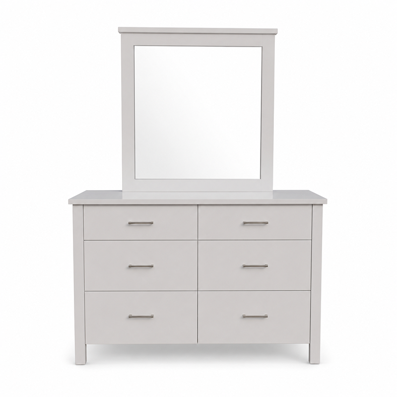 Tina 6 Drawer Dresser & Mirror (Multiple Colours)
