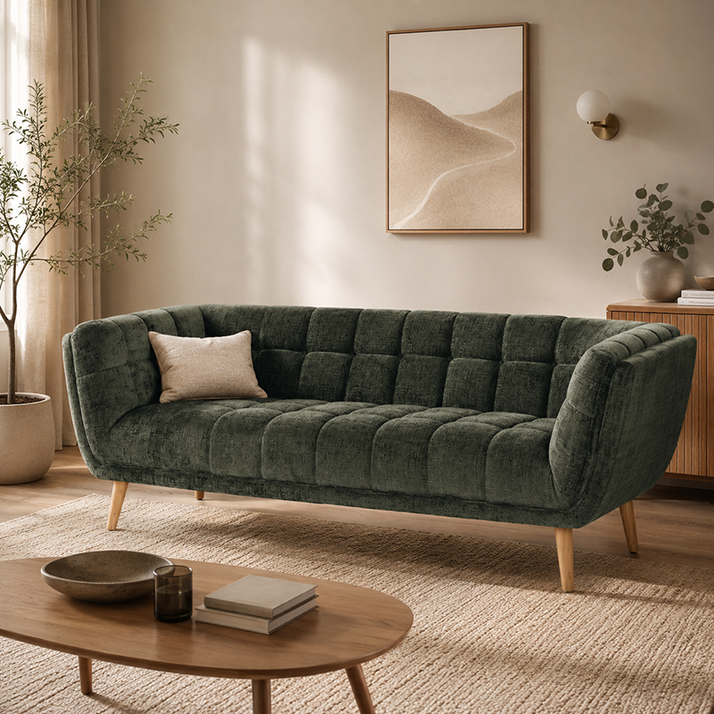 Towelie Oak 3 Seater Sofa & Footstool Options 2040mm
