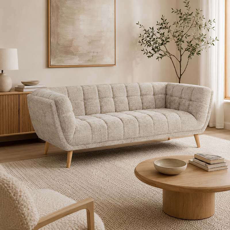 Towelie Oak 3 Seater Sofa & Footstool Options 2040mm