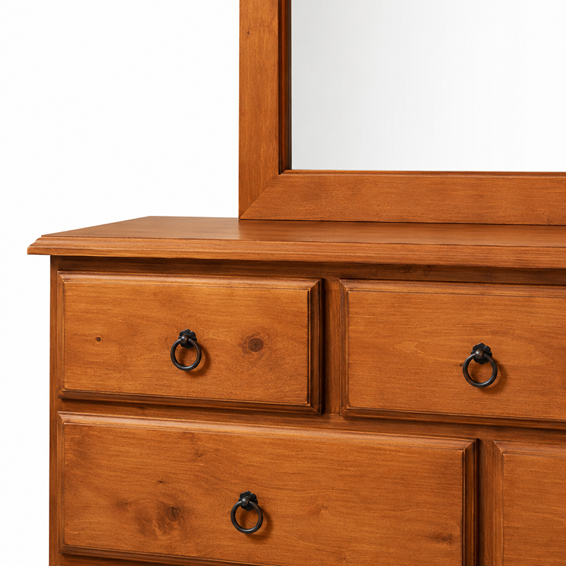 Troy 7 Drawer Dresser & Mirror (Burnt Orange)