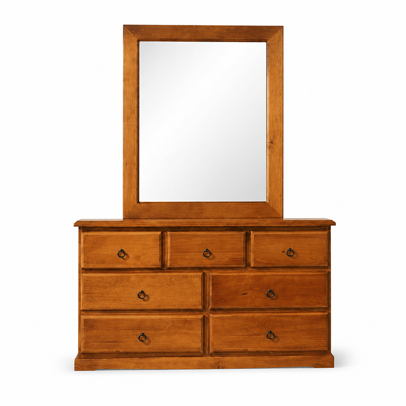 Troy 7 Drawer Dresser & Mirror (Burnt Orange)