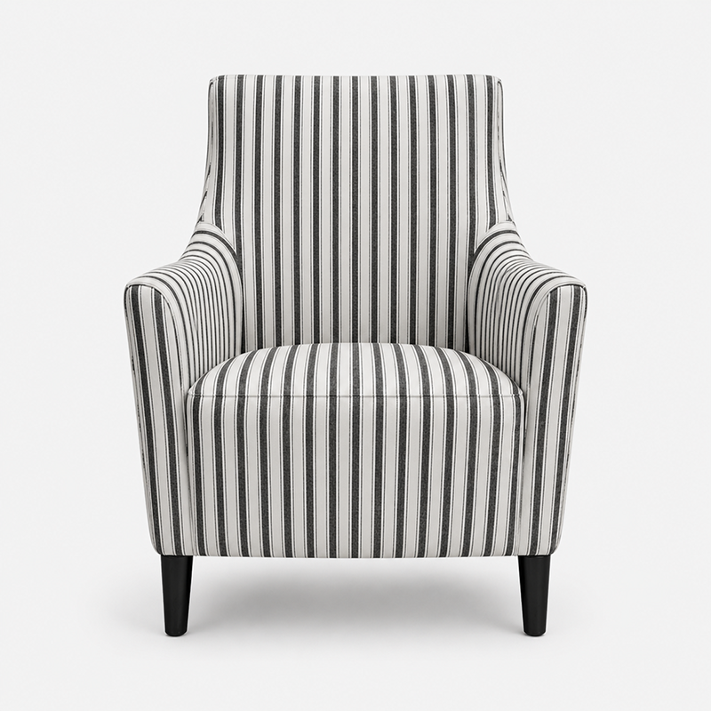 Tyler Stripe Tub (Linen w / Black) Armchair