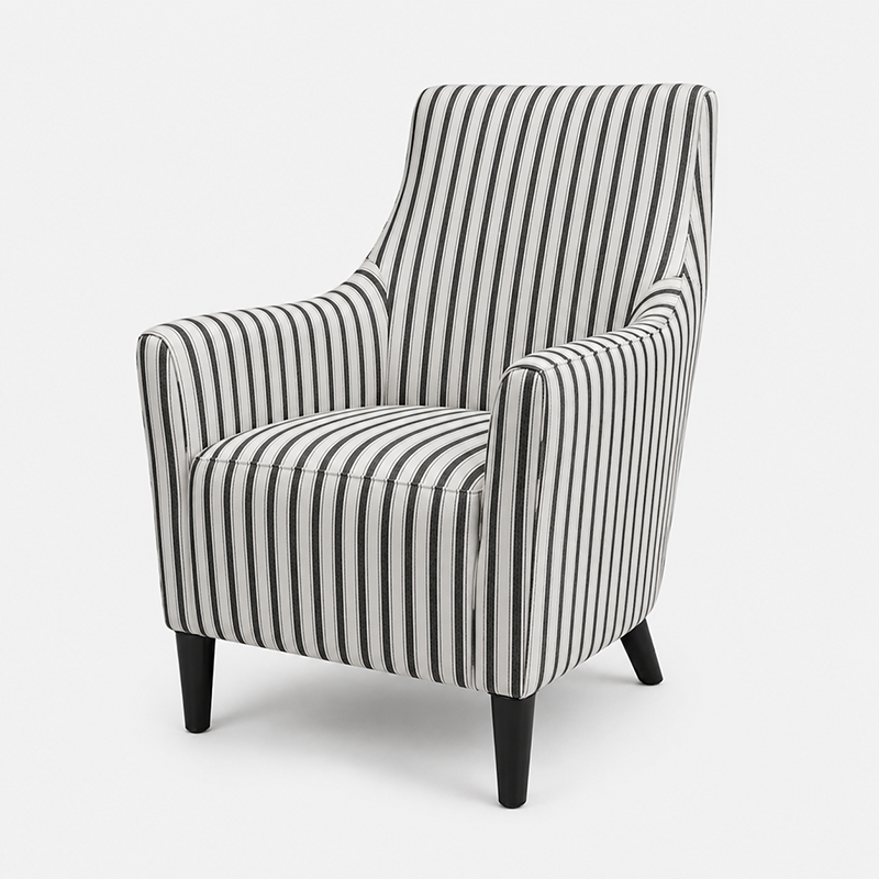 Tyler Stripe Tub (Linen w/Black) Armchair