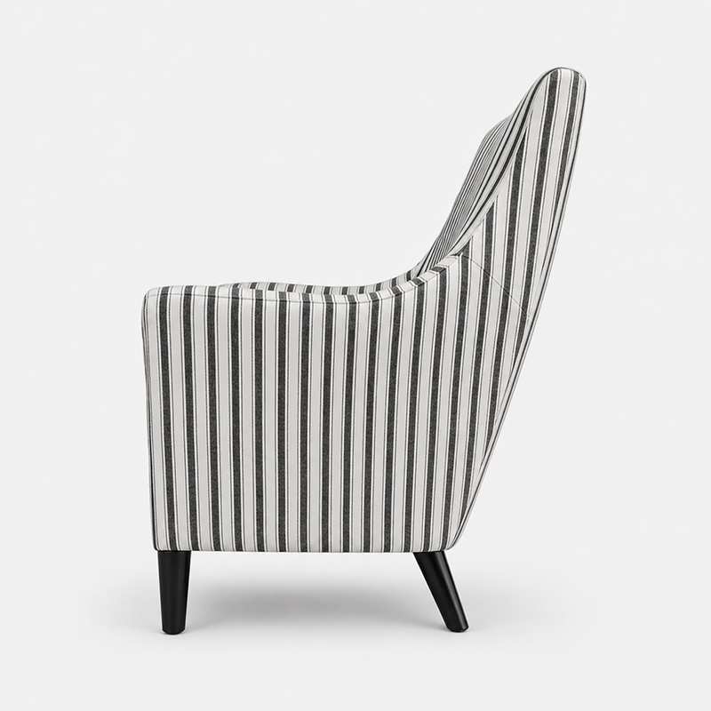 Tyler Stripe Tub (Linen w / Black) Armchair