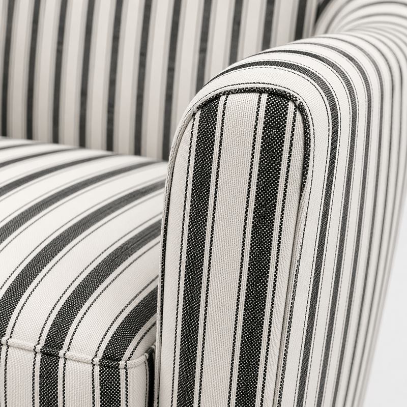 Tyler Stripe Tub (Linen w / Black) Armchair