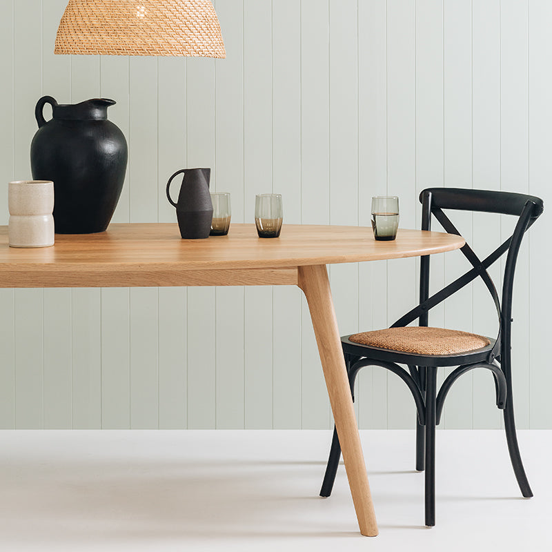 Villa X-Back Oak & Rattan Dining Chair