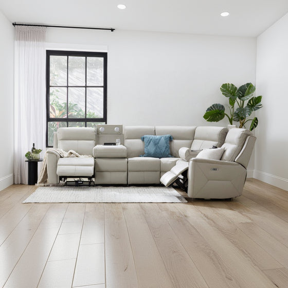 Archie leather 6 Seat Corner Recliner Lounge