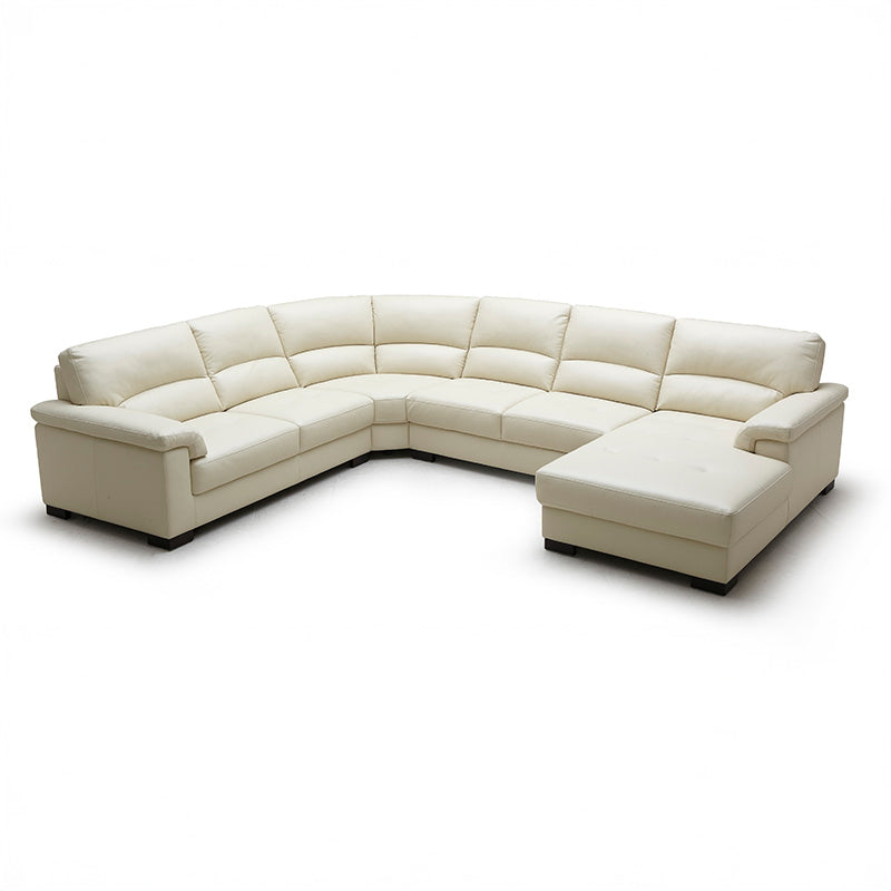 Paisley Leather Corner Suite with Right Chaise Black