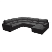 Paisley Leather Corner Suite with Right Chaise Black