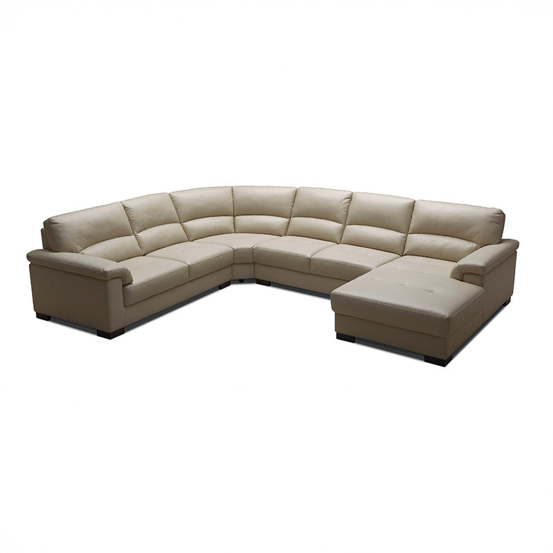 Paisley Leather Corner Suite with Right Chaise Black