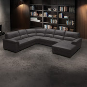 Paisley Leather Corner Sofa with Right Chaise - Black, Light Grey or Beige