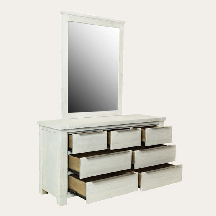 Amanda 7 Drawer Dressing Table / Lowboy & Mirror