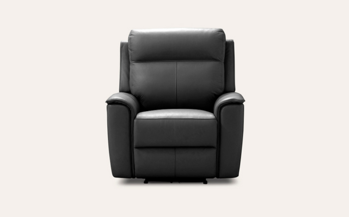 Archie Leather Recliner 1/2/3 Seat Suite - Black