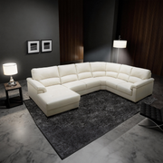 Paisley Leather Corner Sofa with Right Chaise (Black / Light Grey / Beige)