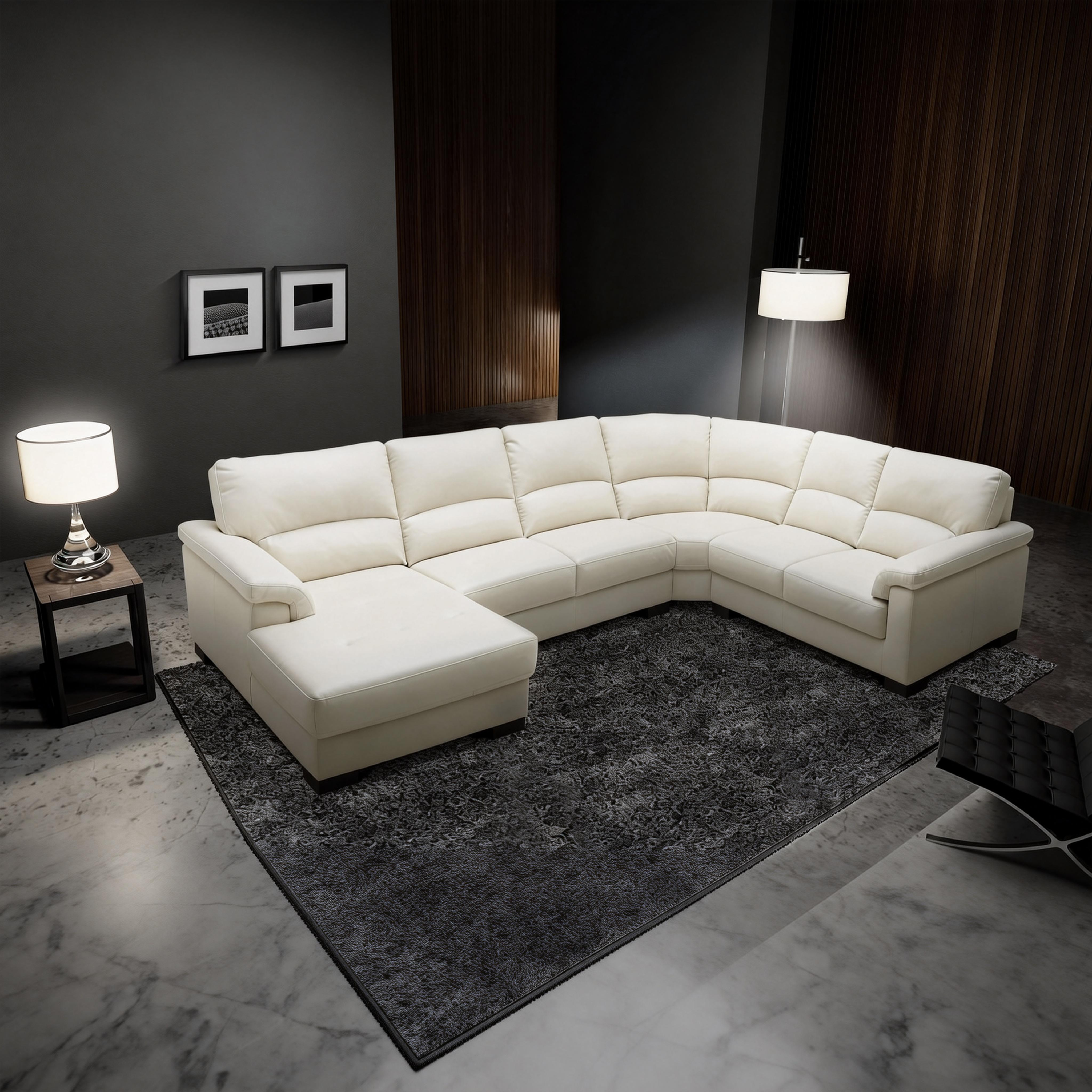 Paisley Leather Corner Suite with Right Chaise Black