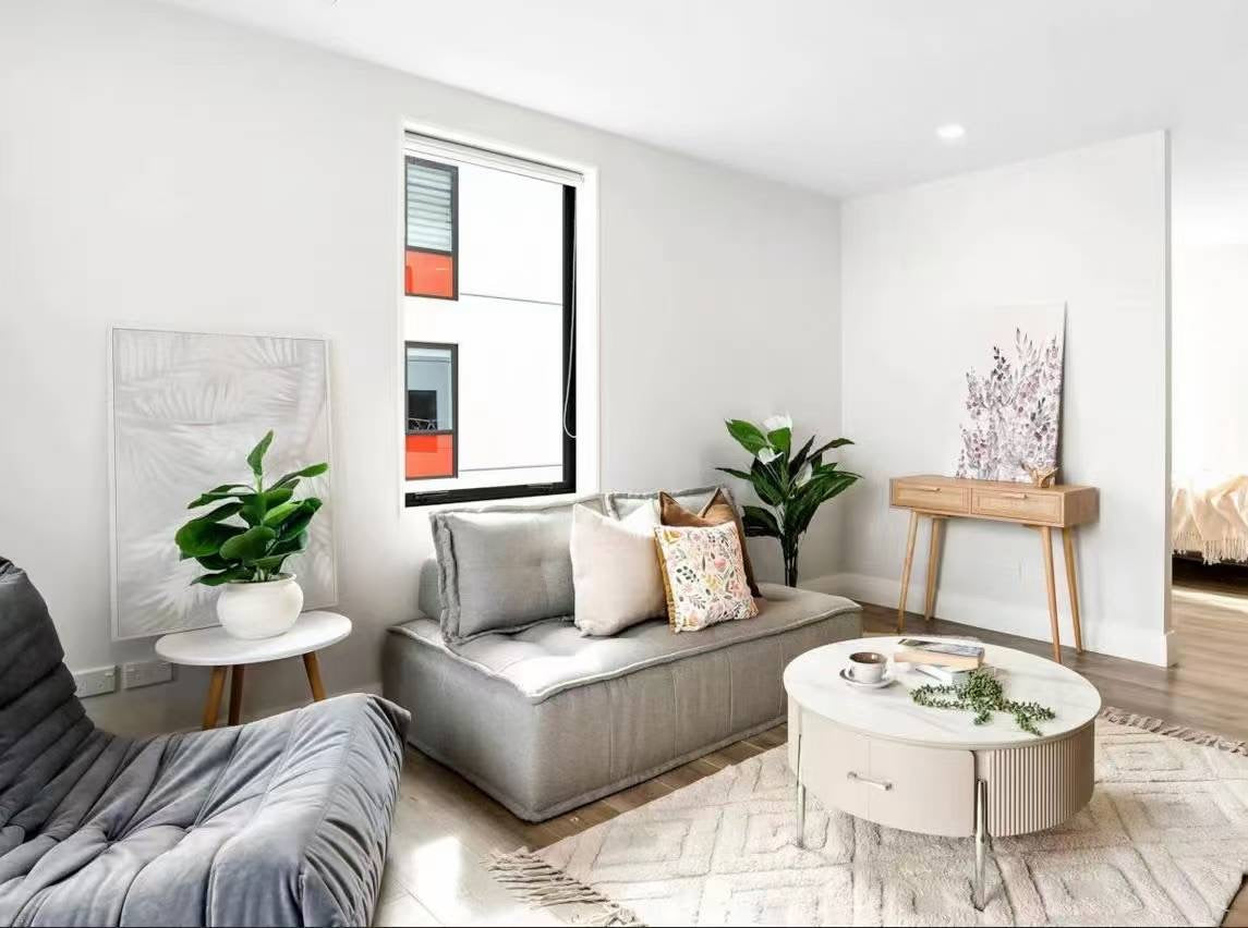 Contemporary lounge with round coffee table