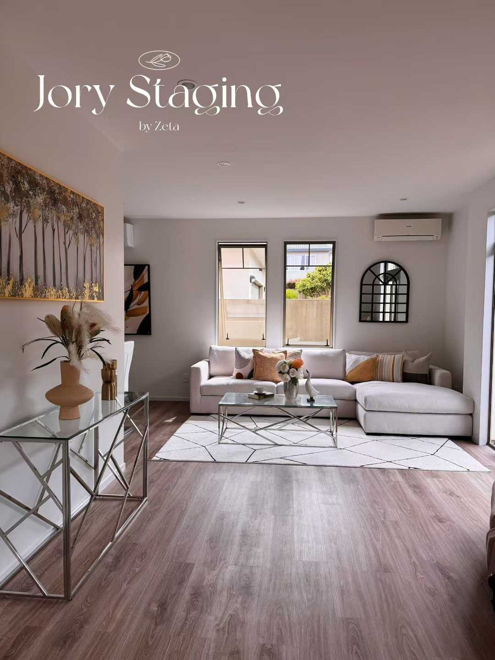 Large neutral sectional living room