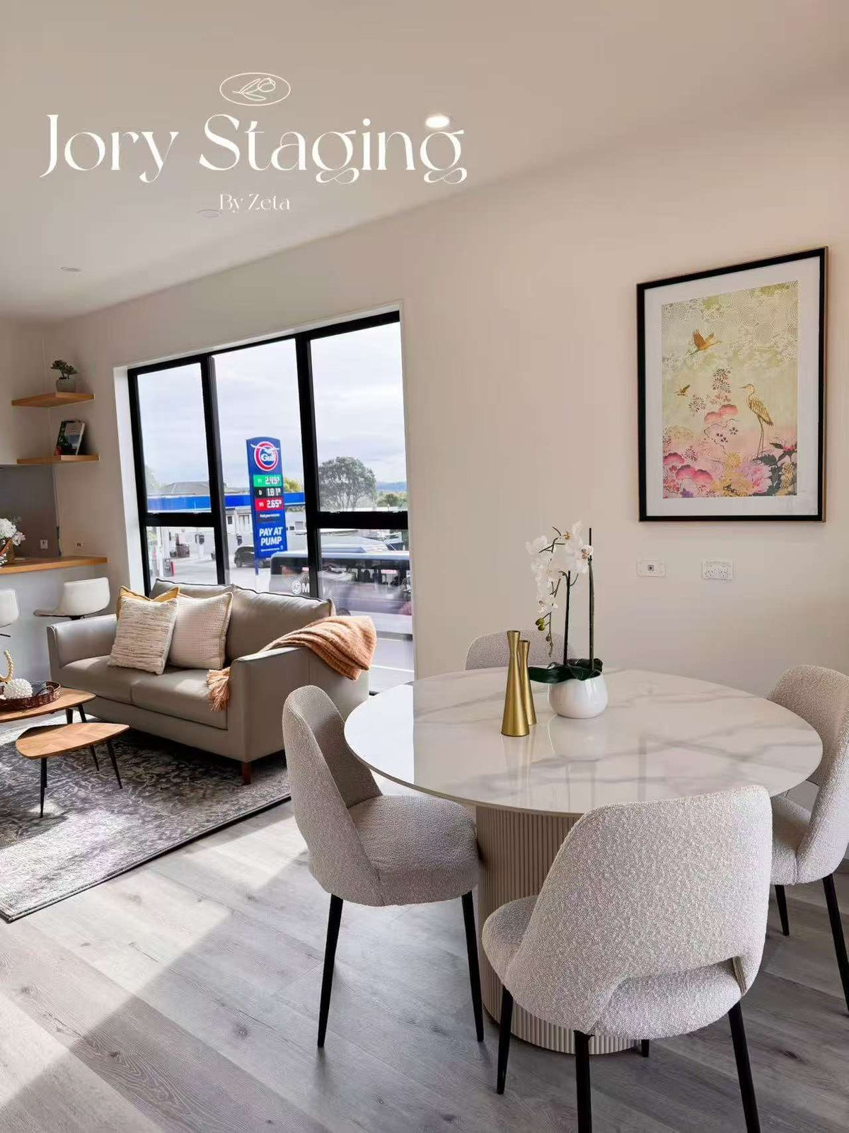Dining and lounge with marble dining table