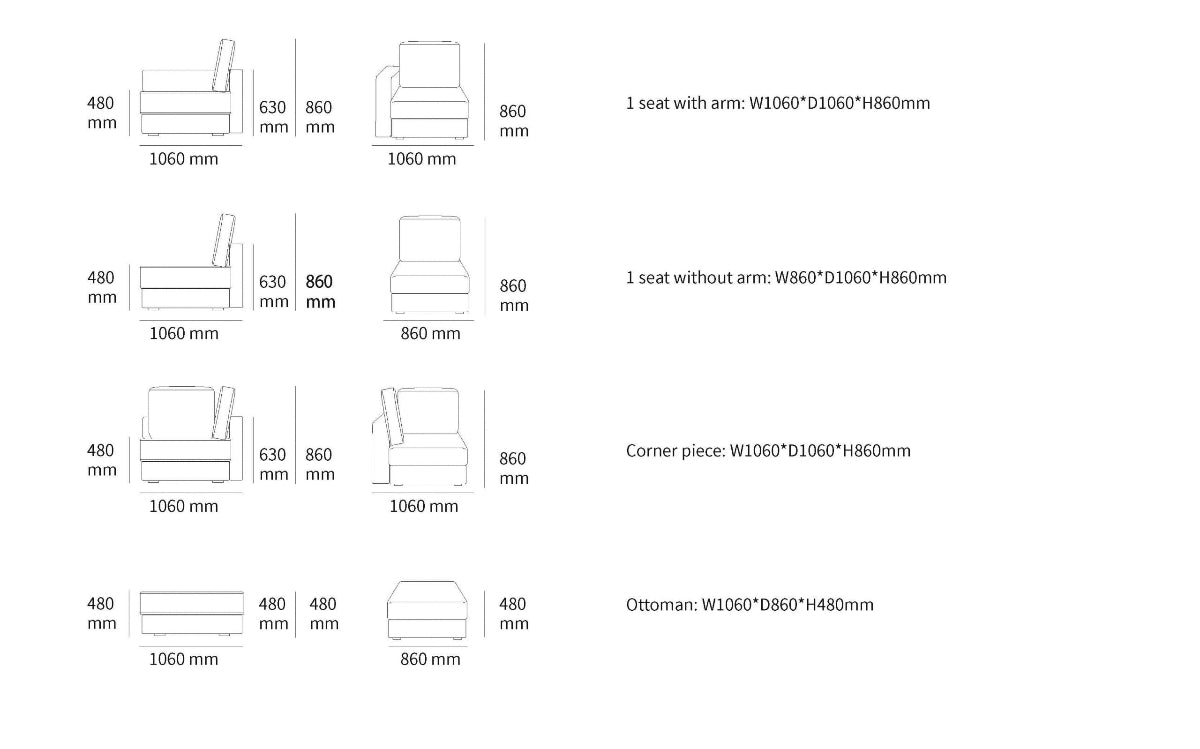 Ocean modular Lounge-Aurora Slate (Grey)