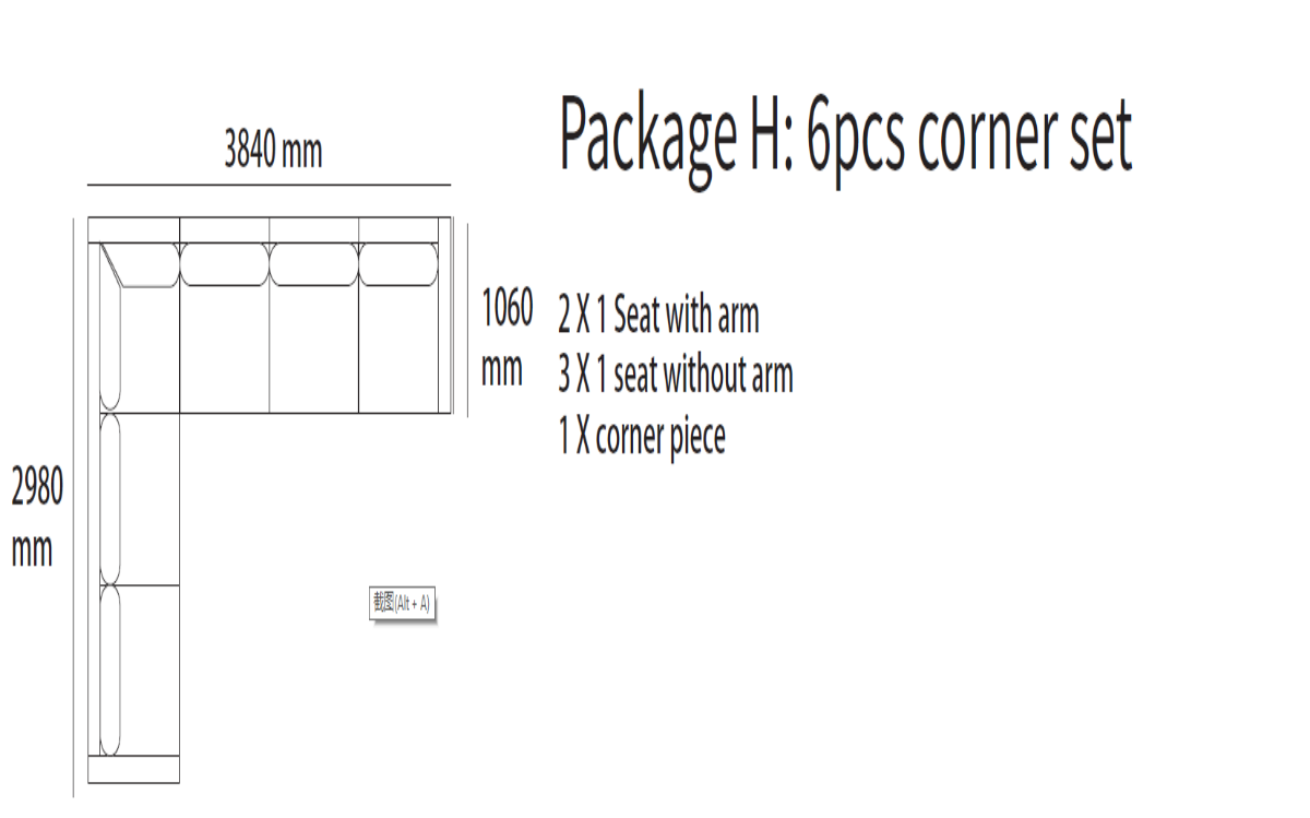 Ocean modular Lounge-Aurora Slate (Grey)