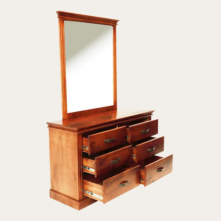 Texas 6 Drawer Dresser & Mirror (Brown)