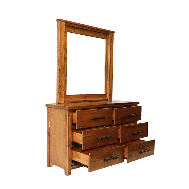 Woodgate 6 Drawer Dressing Table / Lowboy & Mirror
